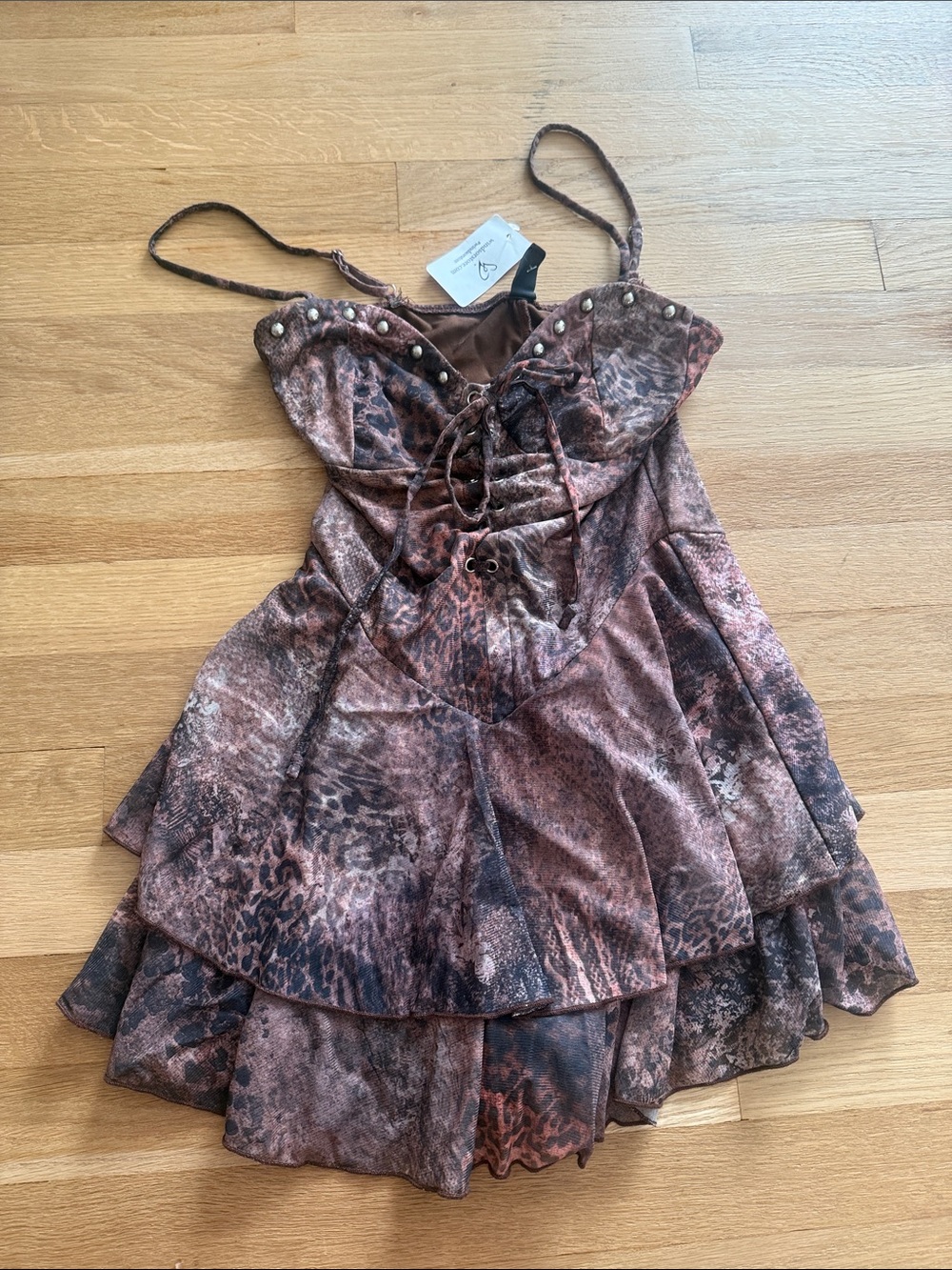 Windsor Animal-Print Tiered Lace-Up Dress